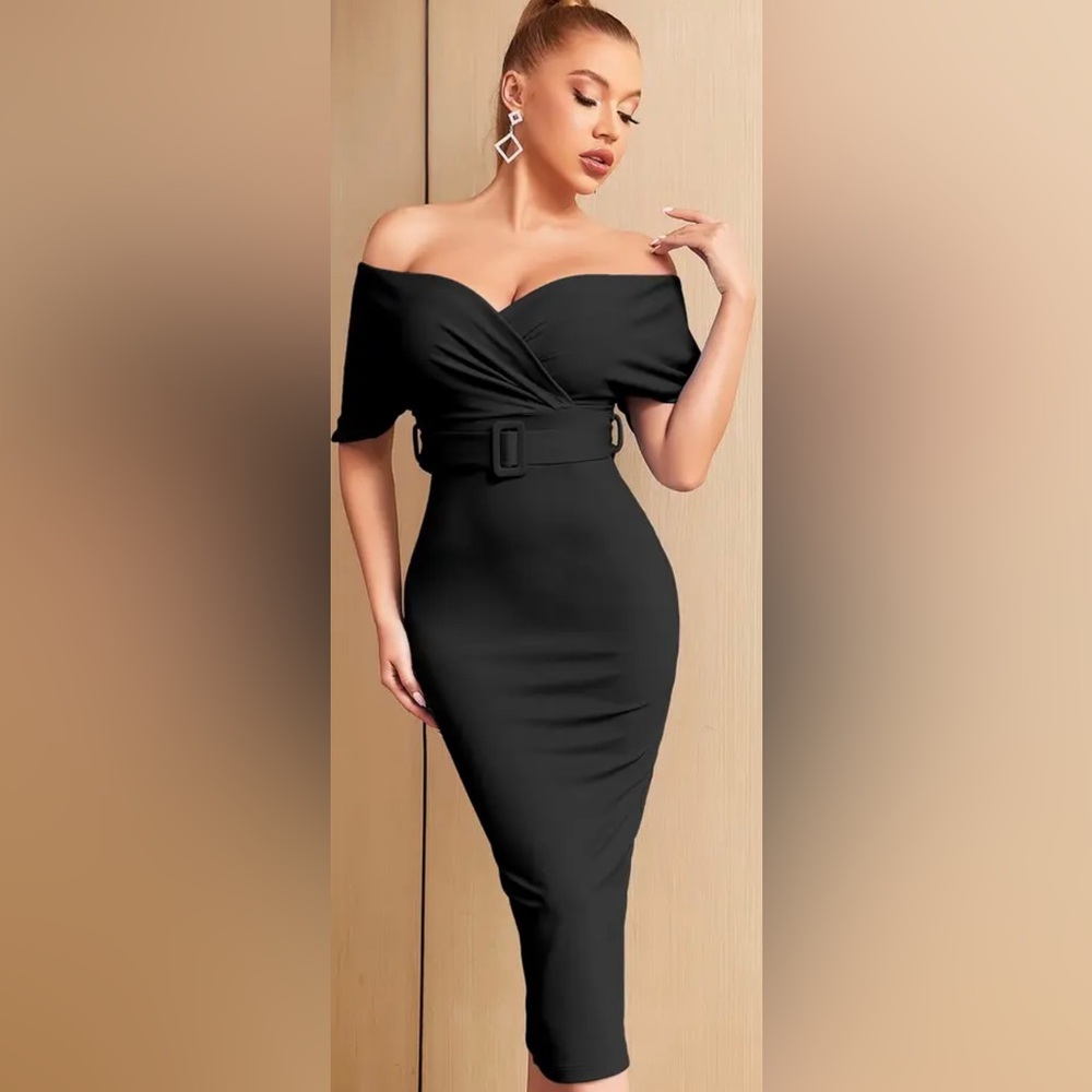 Lovely Off Shoulder V Neck Dress